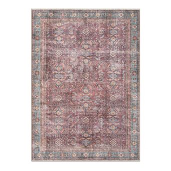 World Rug Gallery Distressed Vintage Bordered Machine Washable Area Rug