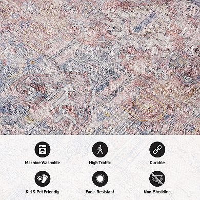 World Rug Gallery Vintage Transitional Boho Machine Washable Area Rug