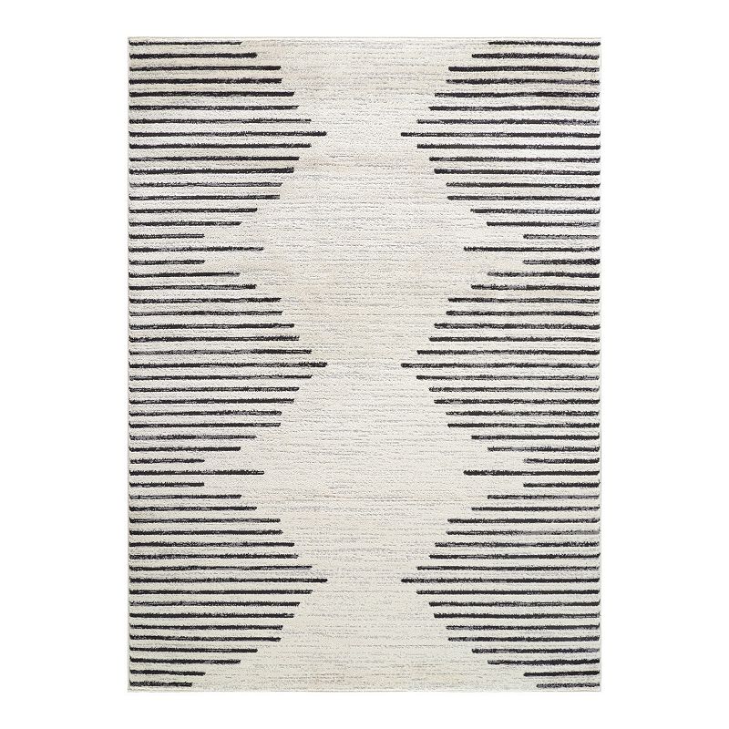 World Rug Gallery Bohemian Stripe Area Rug - CREAM 5ft x 7ft 