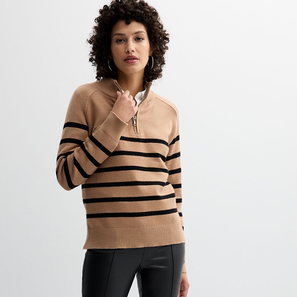 Women's Catherine Malandrino 1/4-Zip Striped Sweater