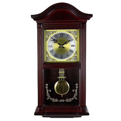 Bedford Clock Collection 22 Inch Wall Clock In Mahogany Cherry Oak Wood