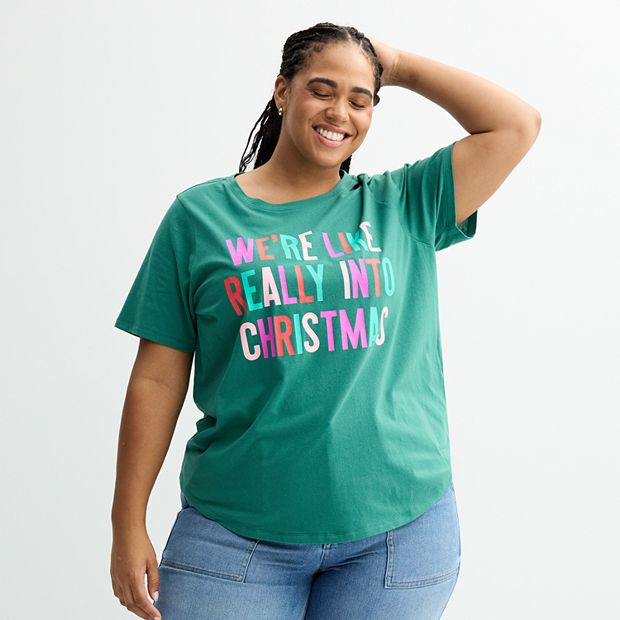 Plus size christmas graphic tees store
