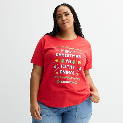 Plus Size Home Alone Merry Christmas Ya Filthy Animal Graphic Tee