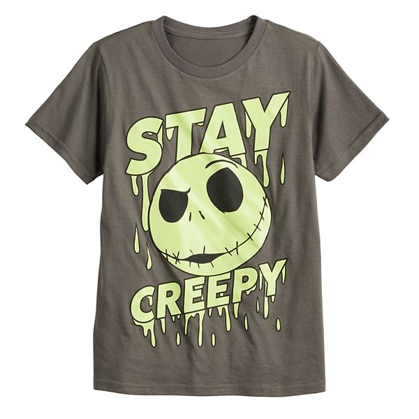 Disney's The Nightmare Before Christmas Jack Skellington Stay Creepy Boys 8-20 Graphic Tee - Charcoal (LARGE)