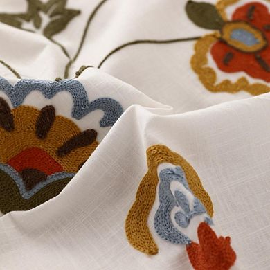 Cotton Crewel Embroidered Floral Duvet Cover 3pcs Set