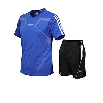 Braveman Men's Active Workout 2 pc T-shirt And Athletic Shorts Set