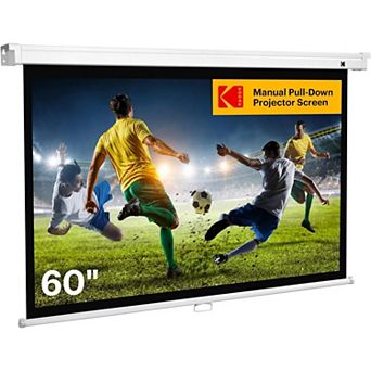 Kodak 60" Manual Pull Down Projector Screen, Large 16:9 Retractable Projector Screen
