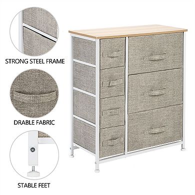 7-drawer Fabric Dresser Tower 4 Tier Storage Organizer With Steel Frame