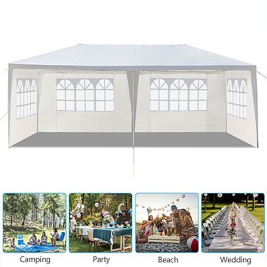 10'x20' Outdoor Party Tent With 4 Removable Sidewalls, Waterproof Canopy Patio Wedding Gazebo