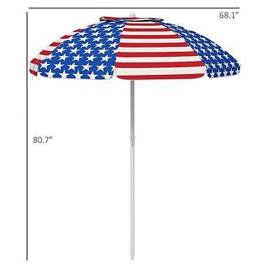 Outdoor 6.7' H American National Flag Pattern Beach Umbrella