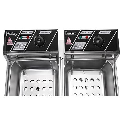 5000w Max 110v 12.7qt/12l Stainless Steel Double Cylinder Electric Fryer Us Plug