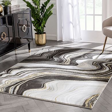 Well Woven Fairmont Warren Grey Modern Abstract Area Rug