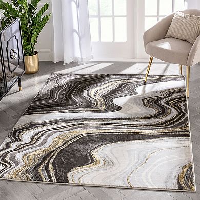 Well Woven Fairmont Warren Grey Modern Abstract Area Rug