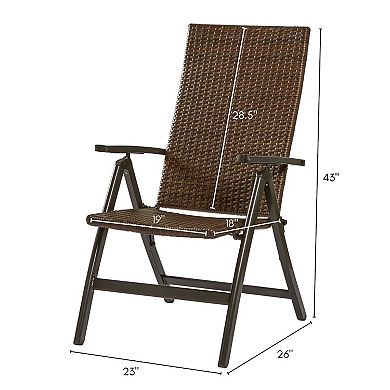 Greendale Home Fashions PE Wicker Outdoor Reclining Chair with Pad
