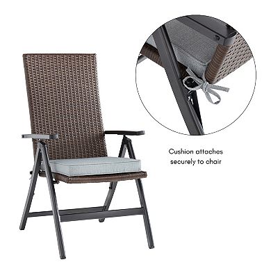 Greendale Home Fashions PE Wicker Outdoor Reclining Chair with Pad