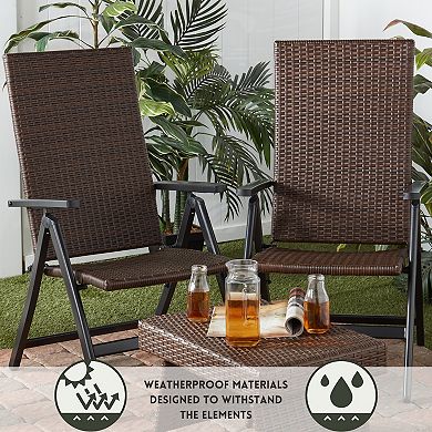 Greendale Home Fashions PE Wicker Foldable Outdoor Reclining Chair