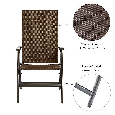 Greendale Home Fashions PE Wicker Outdoor Reclining Chair with Sunbrella Chair Pad