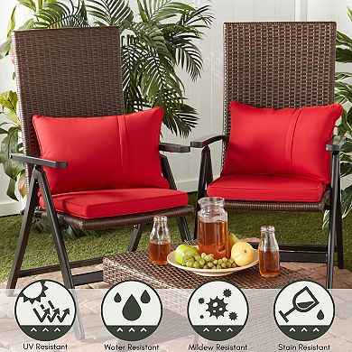 Greendale Home Fashions PE Wicker Outdoor Reclining Chair with Sunbrella Chair Pad
