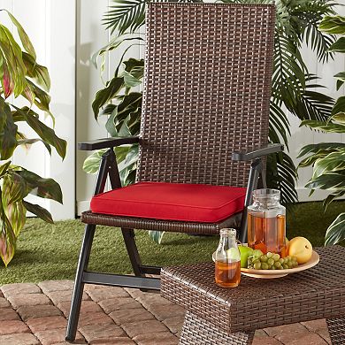 Greendale Home Fashions PE Wicker Outdoor Reclining Chair with Sunbrella Chair Pad