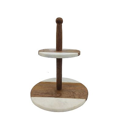 CASA Eden 2-Tier Marble & Wood Cake Stand