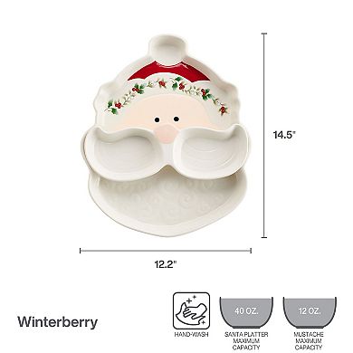 Pfaltzgraff Winterberry Santa Platter & Dip Bowl Set