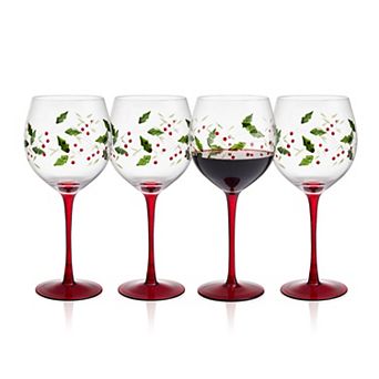 Pfaltzgraff Winterberry 4 pc Hand Painted Wine Goblet Set