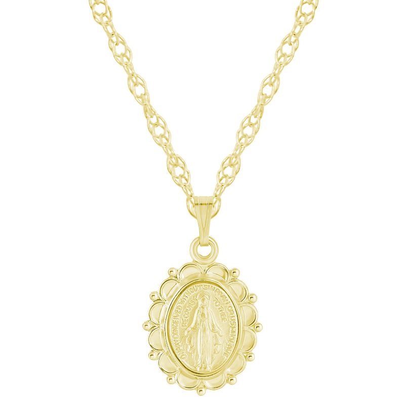 Celebration Gems 14k Gold Over Silver Oh Mary Conceived Medallion Pendant Necklace, Women's, 