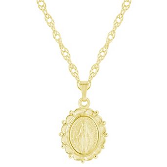 Celebration Gems 14k Gold Over Silver Oh Mary Conceived Medallion Pendant Necklace