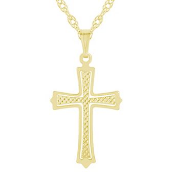 Celebration Gems 14k Gold Over Silver Patterned Cross Pendant Necklace