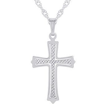 Celebration Gems 14k Gold Over Silver Patterned Cross Pendant Necklace