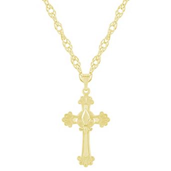Celebration Gems Sterling Silver Fleur De Lis Cross Pendant Necklace