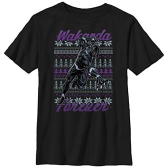Boys 8-20 Husky Marvel Black Panther Ugly Christmas Sweater Graphic Tee