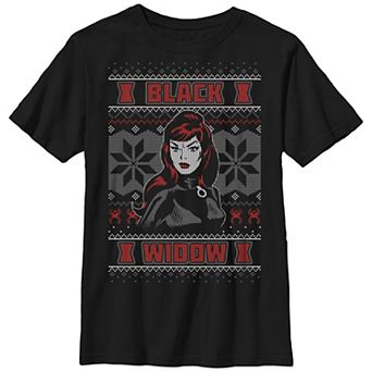 Boys 8-20 Husky Marvel Black Widow Ugly Christmas Sweater Graphic Tee