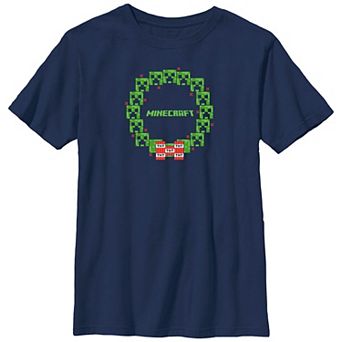 Boys 8-20 Husky Minecraft Creeper Head Christmas Wreath Graphic Tee