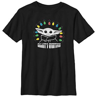 Boys Husky Star Wars The Mandalorian Galaxy's Greetings Graphic Tee