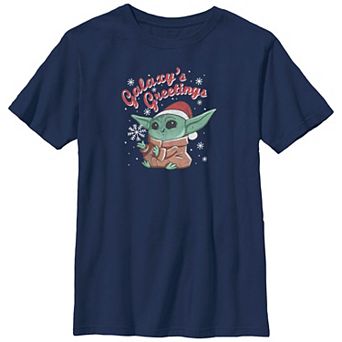 Boys Husky Star Wars The Mandalorian Grogu Galaxy's Greetings Graphic Tee
