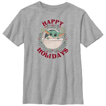 Boys Husky Star Wars The Mandalorian Happy Holidays Graphic Tee