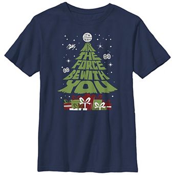 Boys Husky Star Wars Force Christmas Tree Graphic Tee