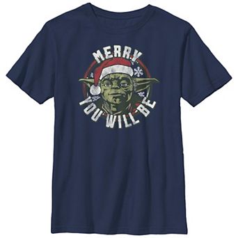 Boys Husky Star Wars Yoda Merry You Will Be Graphic Tee