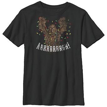 Boys Husky Star Wars Chewbacca Tangled In Christmas Lights Graphic Tee