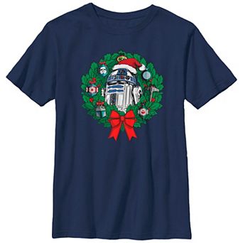 Boys Husky Star Wars R2-D2 Christmas Wreath Graphic Tee