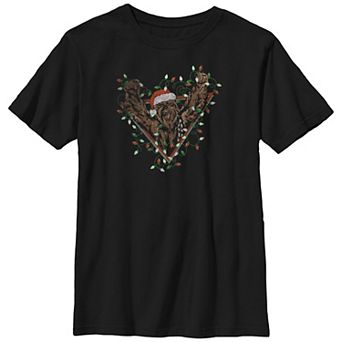 Boys Husky Star Wars Chewbacca Tangled In Christmas Lights Graphic Tee