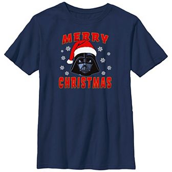 Boys Husky Star Wars Darth Vader Merry Christmas Graphic Tee