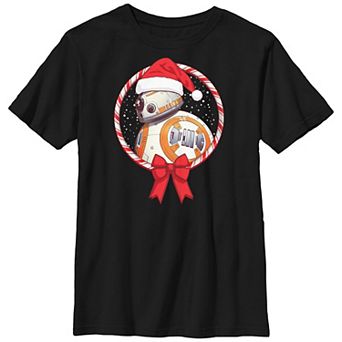 Boys Husky Star Wars BB-8 Candy Cane Wreath Graphic Tee