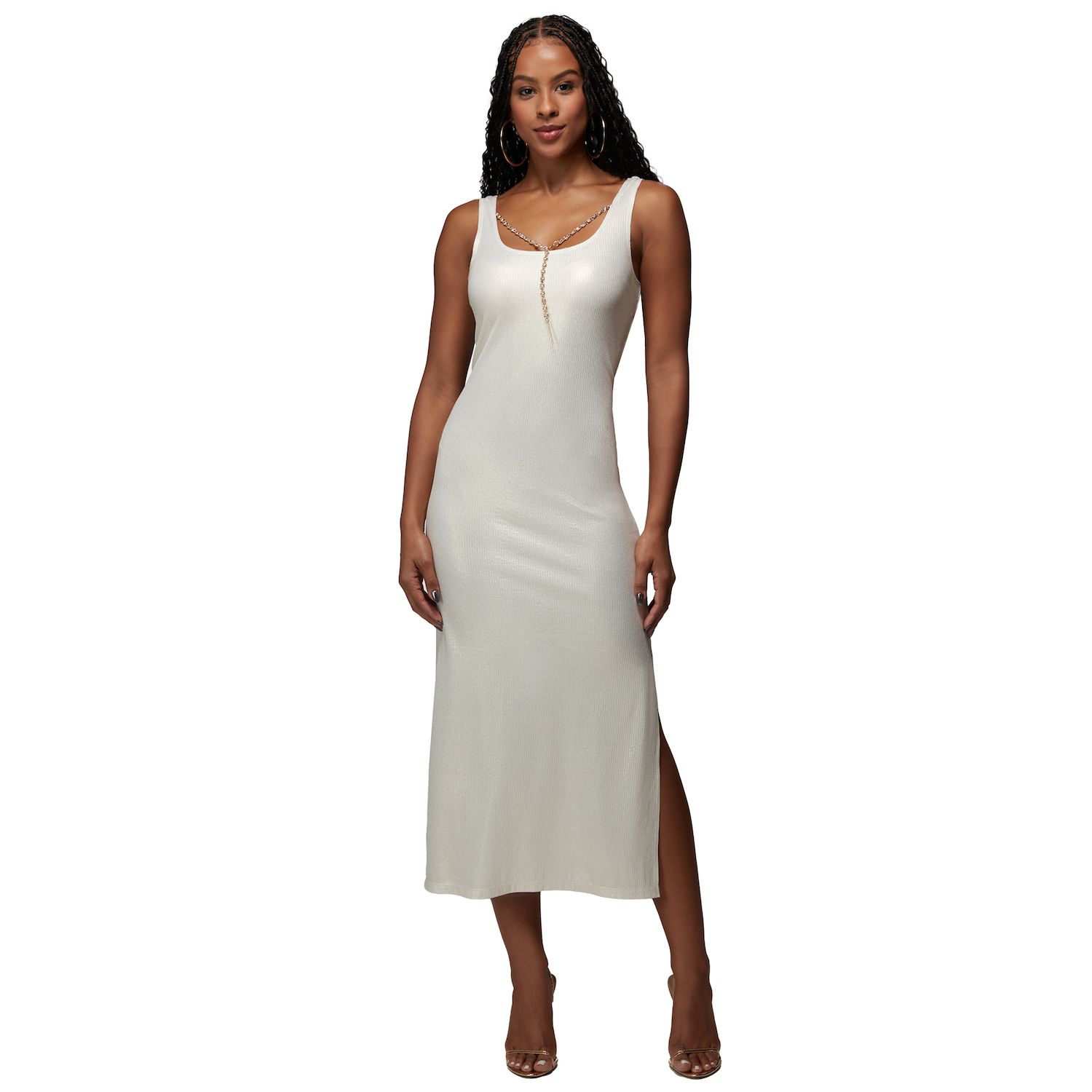 Женские платья bebe x Ciara Rib Necklace Midi Dress