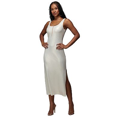 Women's bebe x Ciara Rib Necklace Midi Dress