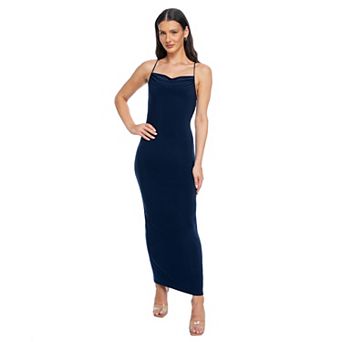 Women's bebe Jersey Cowl Tie Shoulder Maxi Dress