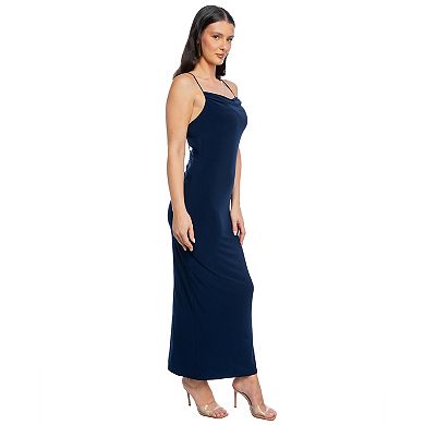 Women's bebe Jersey Cowl Tie Shoulder Maxi Dress