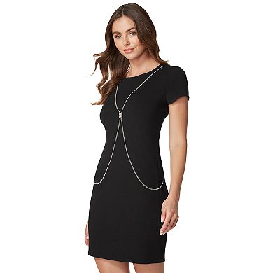 Women's bebe x Ciara Short Sleeve Body Chain Front Midi T-Shirt Dress