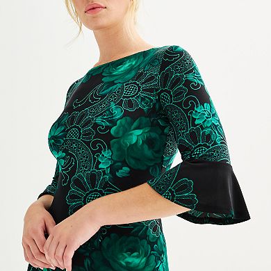 Women's Connected Apparel Bell Sleeve Ruched Dress